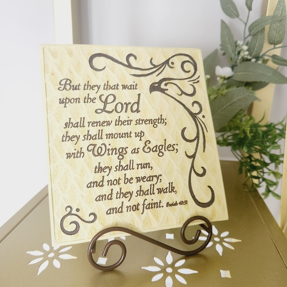 Plaque - Bible verse art Isaiah 40:31 textured sign with metal stand home decor - Picture 1 of 9